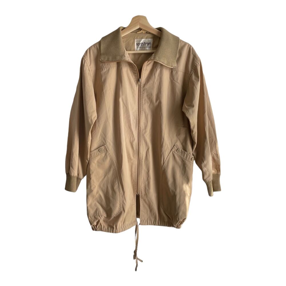 Vintage Full Zip Trench Style Coat Jacket Brown SZ 10